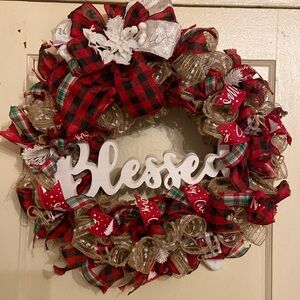 SOLD——Handcrafted by myself Candi’s Creation’s blessed 18 inch Christmas wreath